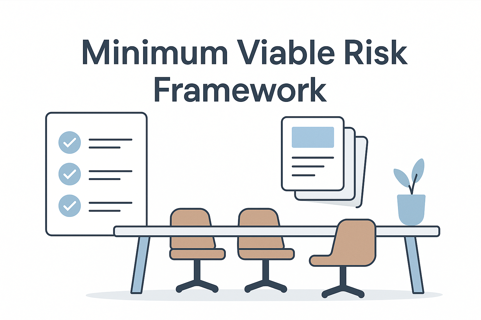 Stylised illustration of a boardroom with charts