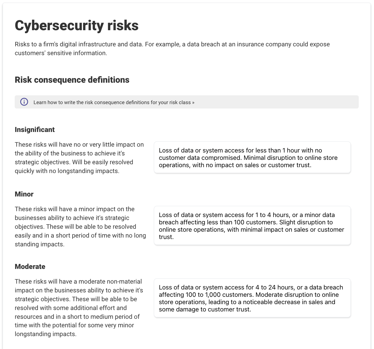 Setting Risk Consequence Criteria — example 8