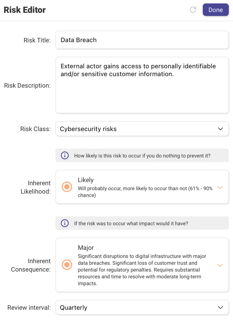 Risk Consequence — example 18