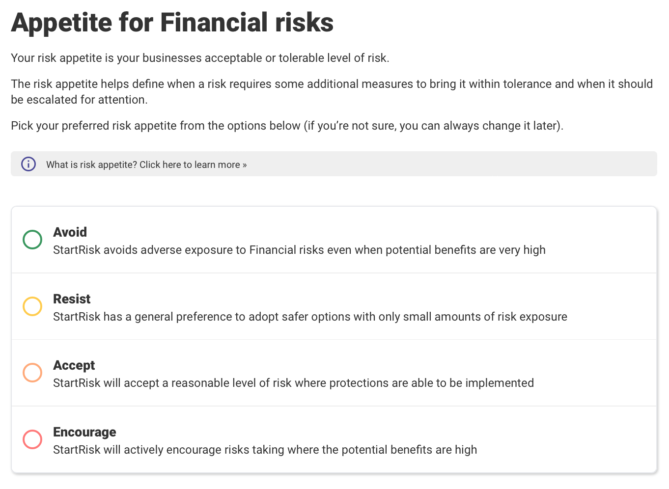 Risk Appetite — example 7