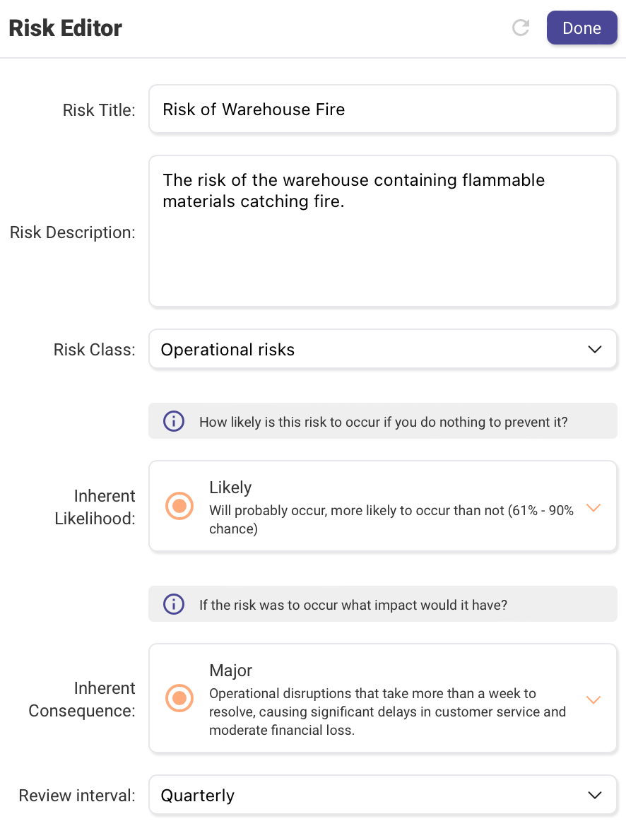 Risk Likelihood — example 15