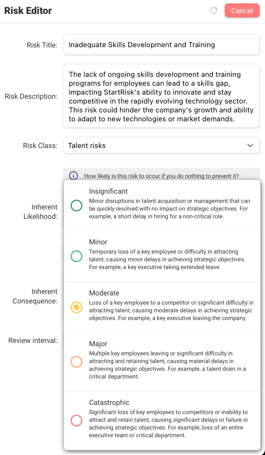 Risk Consequence — example 8