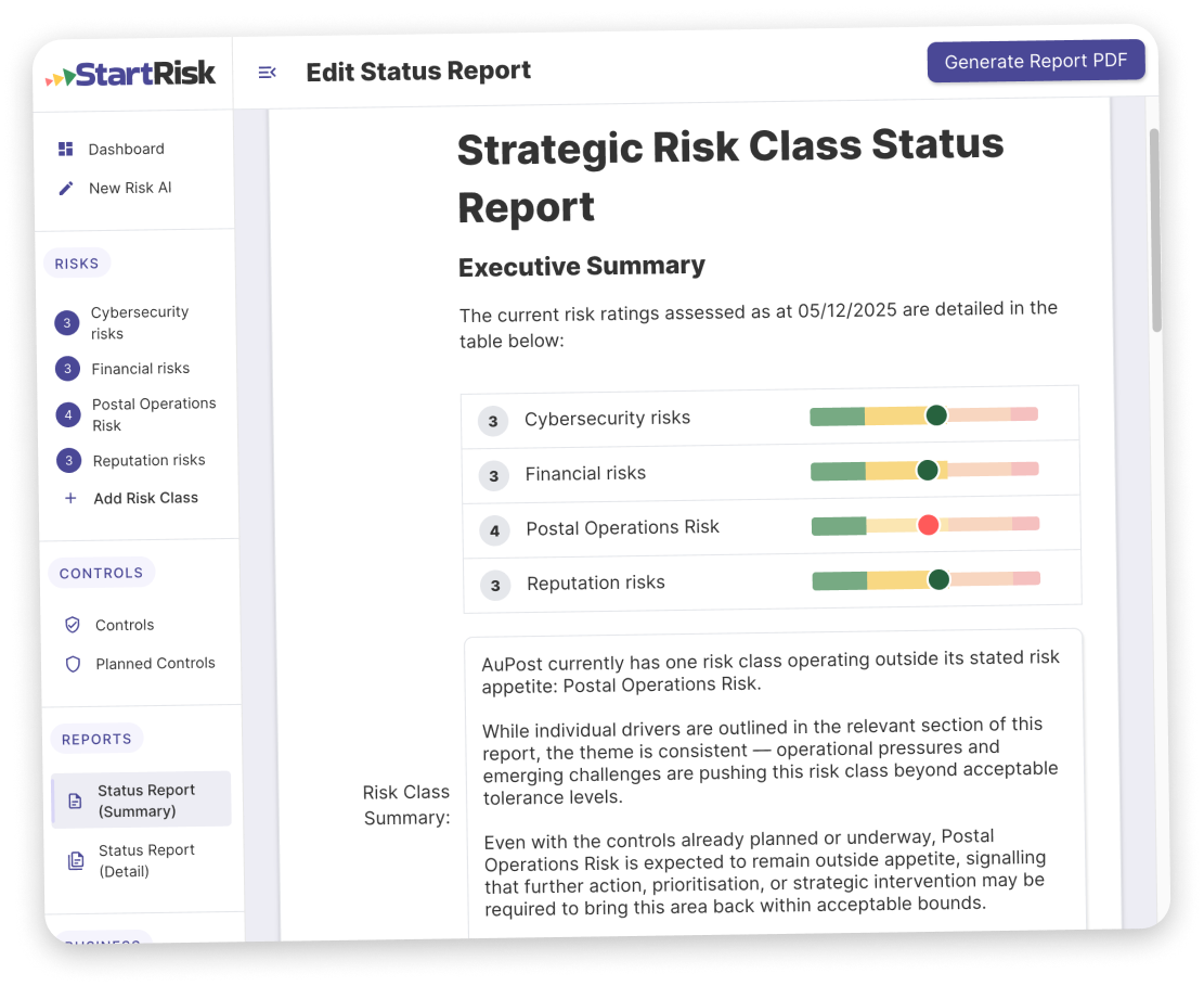 Board-ready commentary and risk position clarity.