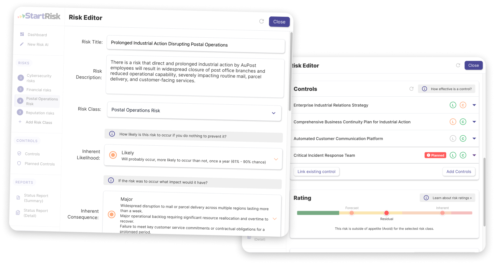 A single source of truth for risks, controls, and ratings.